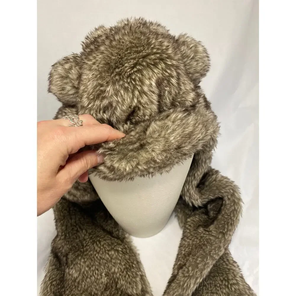 Monsoon Faux Fur 3-in 1 Hat, Scarf And Gloves- 6 To 13 Years